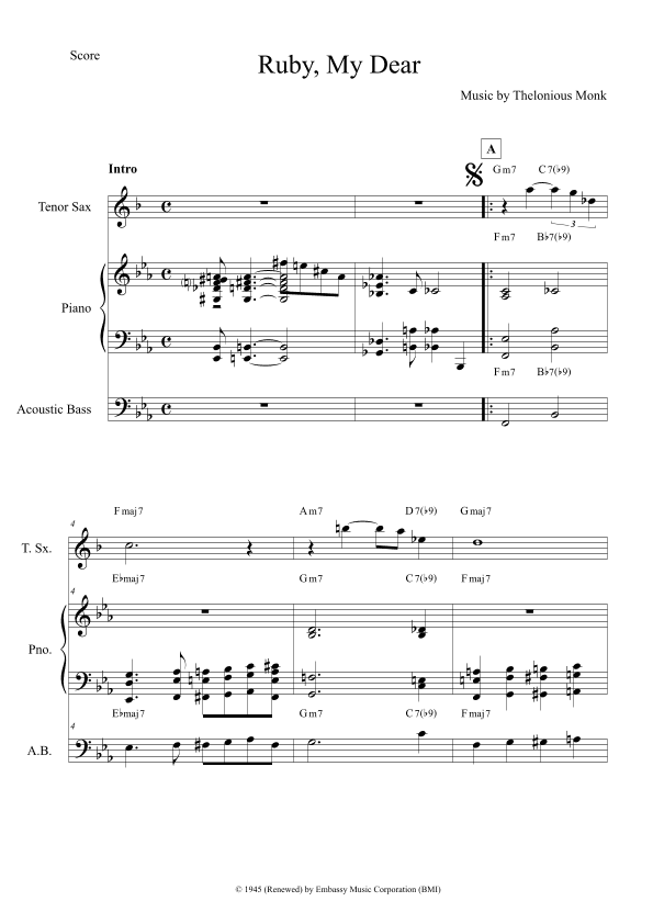 Ruby, My Dear (arr. The Sheet Music Library)