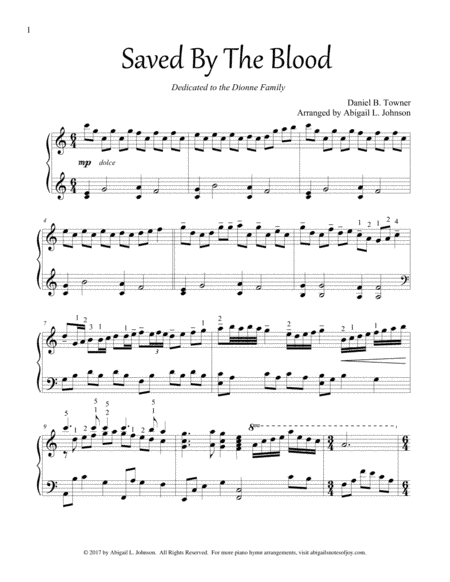 Saved By The Blood (Late Intermediate Piano Solo) (arr. Abigail L. Johnson)
