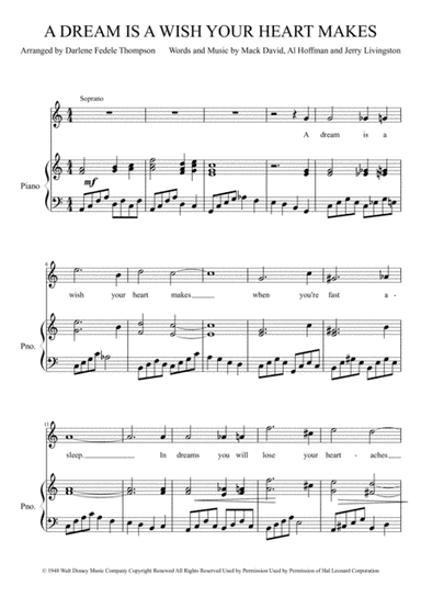A Dream Is A Wish Your Heart Makes (arr. Darlene Fedele Thompson)
