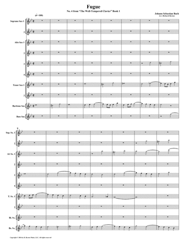 Fugue 04 from Well-Tempered Clavier, Book 1 (Saxophone Choir) (arr. Richard Byrnes)