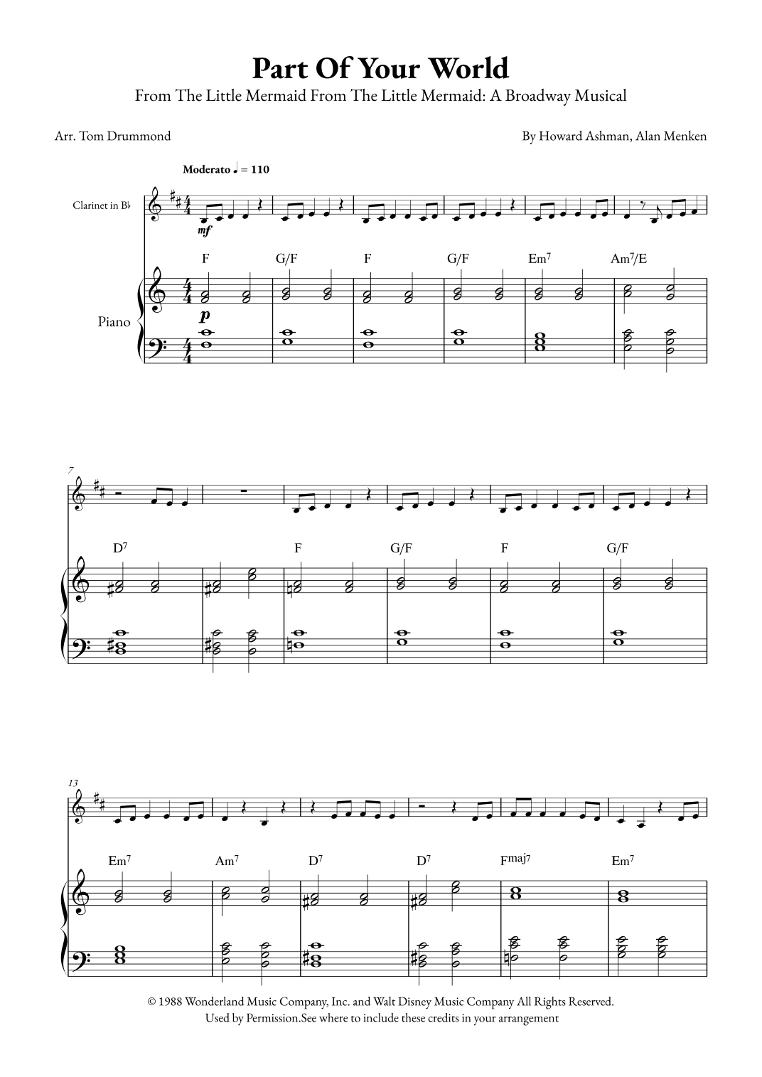 Part Of Your World (arr. Tom Drummond)