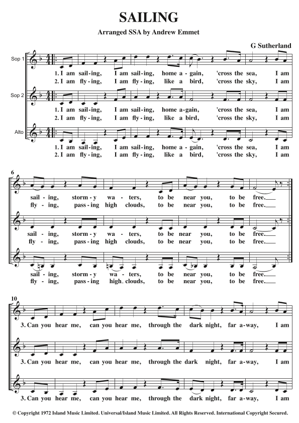 Sailing (arr. Andrew Emmet)