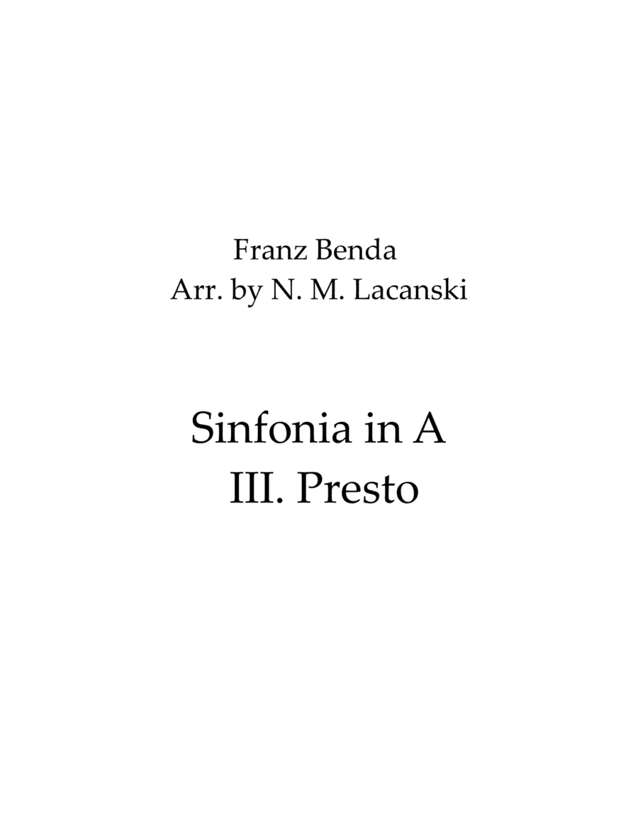 Sinfonia in A III. Presto (arr. Nick Lacanski)