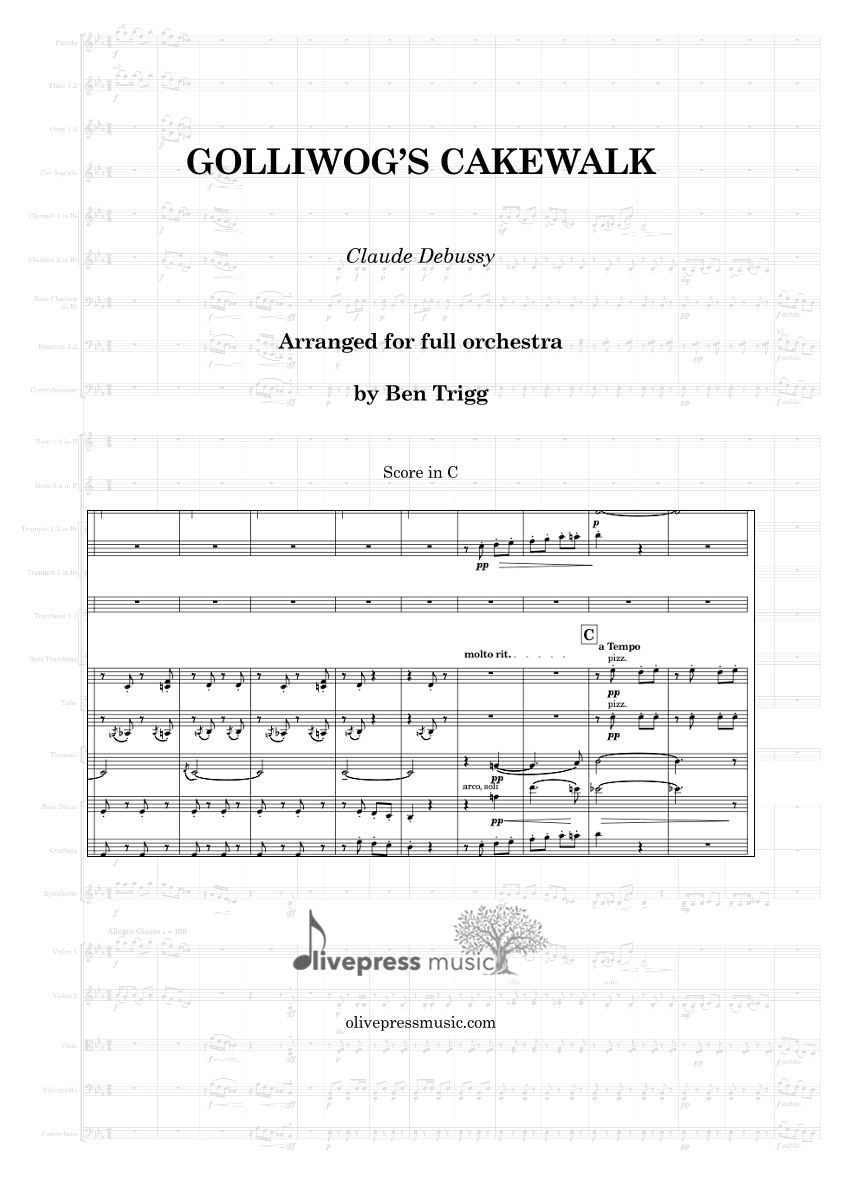 Golliwog's Cakewalk (Full Orchestra) – Score and Parts– Original key (Eb/Gb) (arr. Ben Trigg)