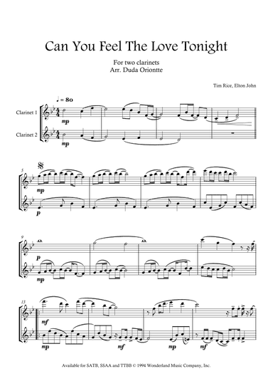 Can You Feel The Love Tonight (arr. Duda Oriontte)