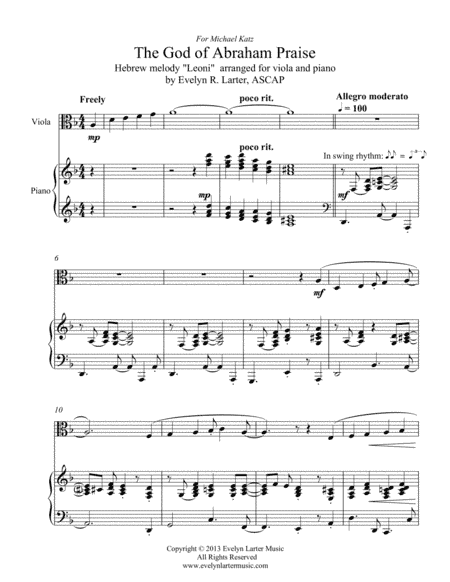 The God Of Abraham Praise (arr. Evelyn Larter Music)