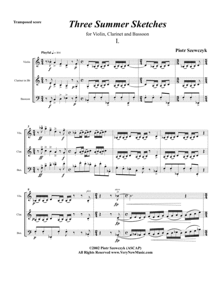 Three Summer Sketches for Violin, Clarinet and Bassoon
