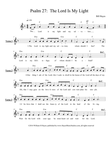 Psalm 27:  The Lord I/s My Light - leadsheet