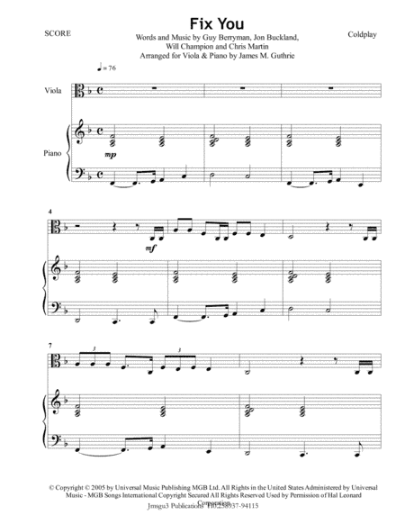 Fix You (arr. James M. Guthrie, ASCAP)