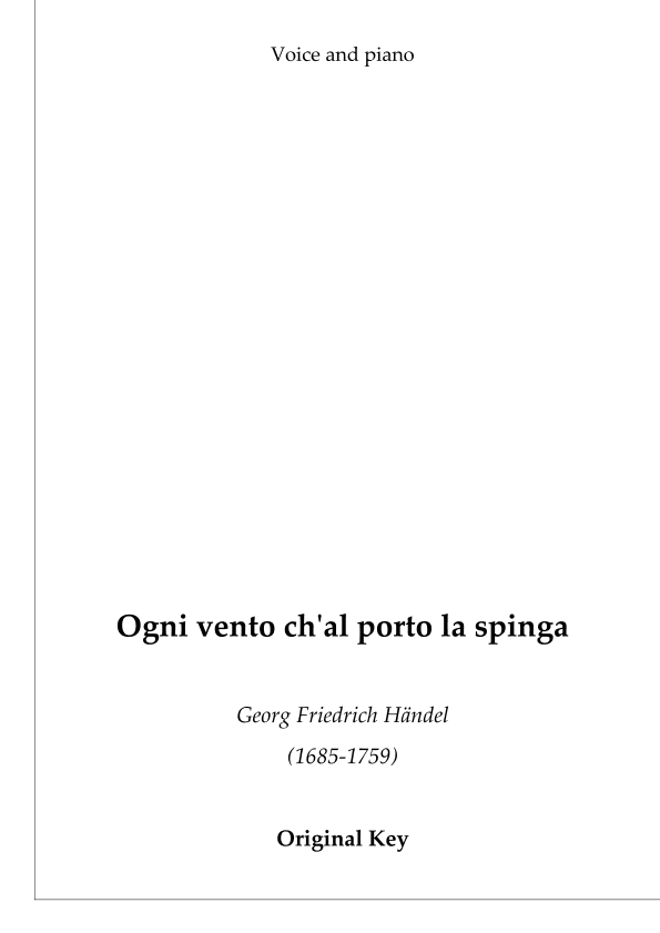 Ogni vento ch'al porto la spinga (Agrippina) (original key) (arr. Passoni Music)