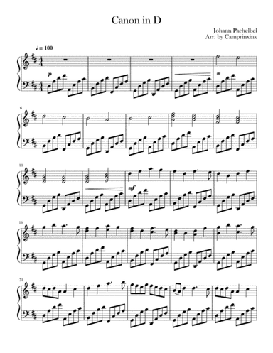 Canon In D Piano (arr. camprinxinx)