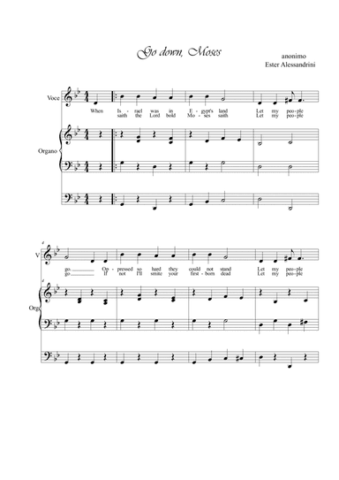 Go down Moses. Voice and organ (arr. Ester Alessandrini)