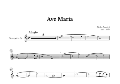 Ave Maria (Giulio Caccini) for Intermediate Trumpet (arr. Marcos Soares)