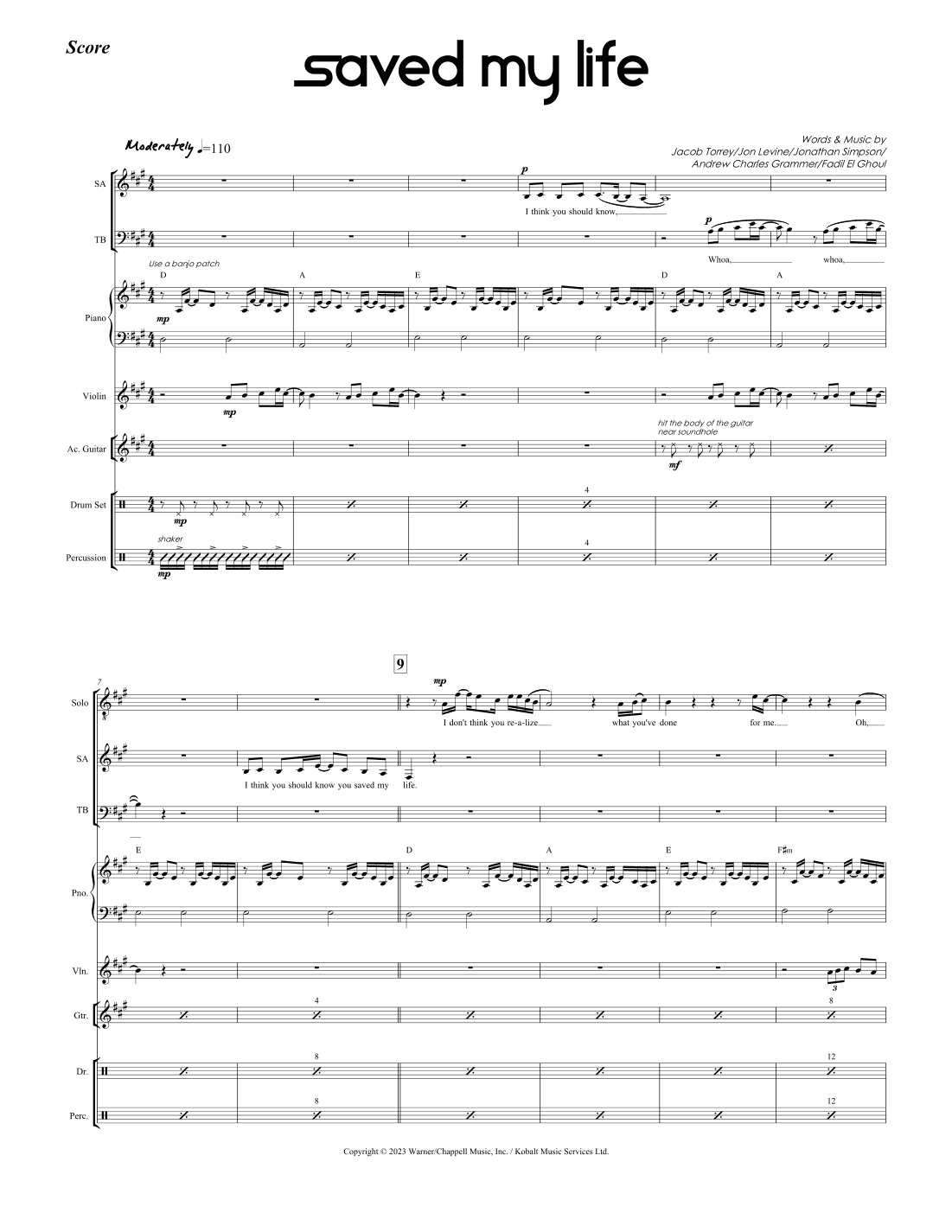 Saved My Life (arr. Anita Cracauer)