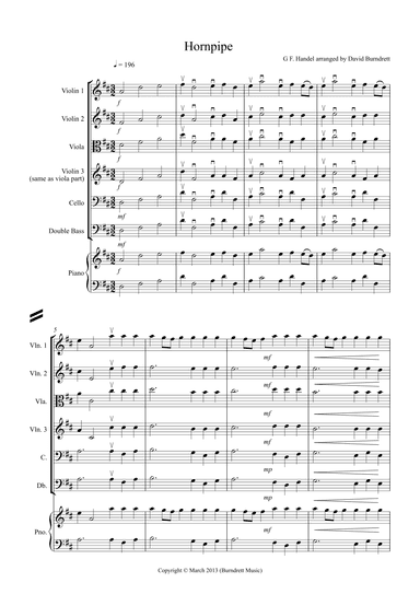 Hornpipe from Handel's Water Music for String Orchestra (arr. David Burndrett)