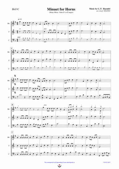 Menuet for Horns (Water Music) (arr. Josef STASTNY)