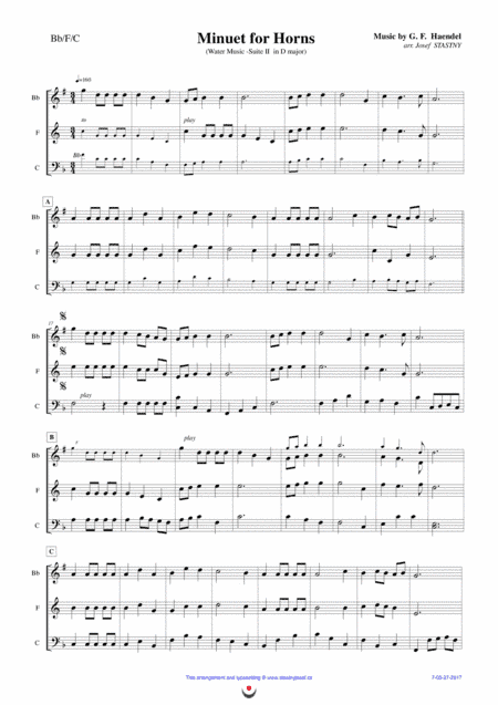 Menuet for Horns (Water Music) (arr. Josef STASTNY)