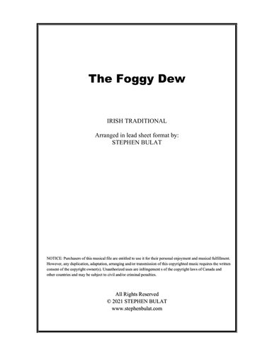 The Foggy Dew (Sinead O'Connor, The Chieftains) - Lead sheet (key of Em) (arr. Stephen Bulat)