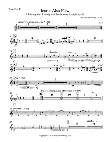Icarus Also Flew: A Pairing with Beethoven's Symphony #5 - Horn 2 in F