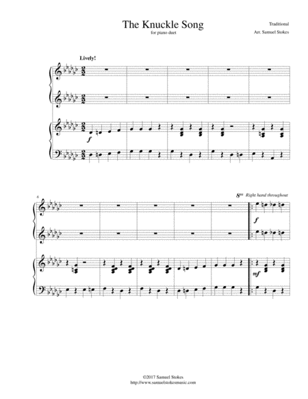 The Knuckle Song - for piano duet (arr. Samuel Stokes)