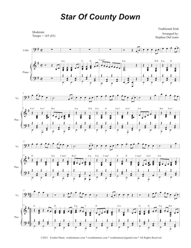 Star Of County Down (Cello solo and Piano) (arr. Stephen DeCesare)