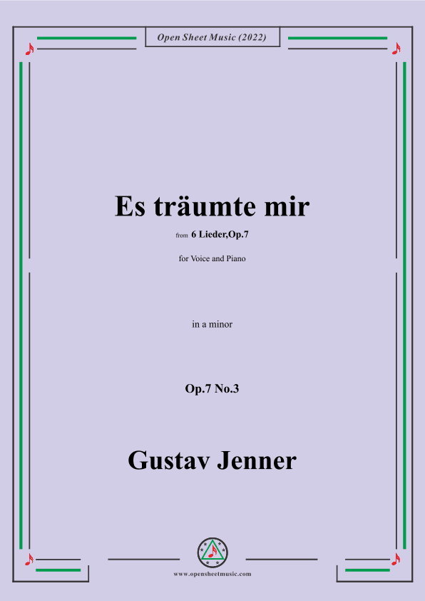 Jenner-Es träumte mir,in a minor,Op.7 No.3 (arr. OSM Press)
