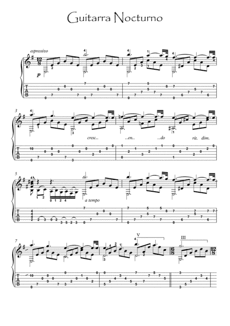 Guitarra Nocturno (arr. PianoSheetNow)
