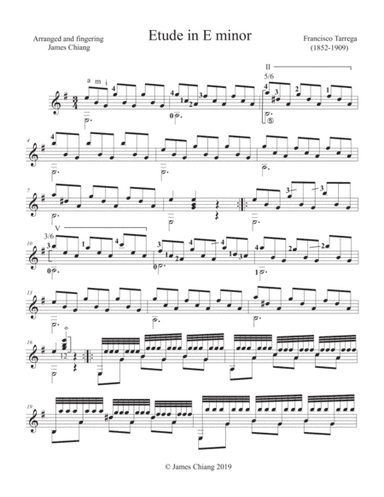 Tarrega - Etude in E minor and tremolo variation. (arr. James Chiang)