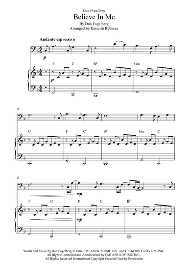 Believe In Me (arr. Kaiserin Rebecca)