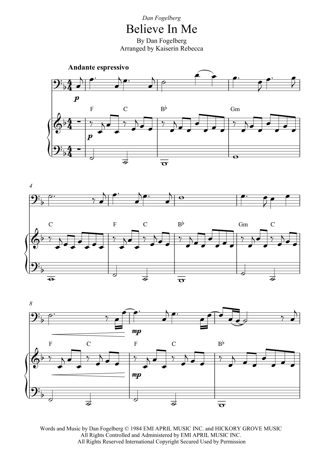 Believe In Me (arr. Kaiserin Rebecca)