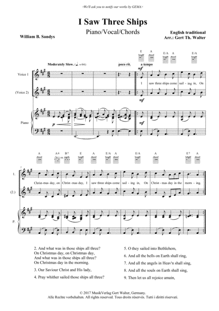 I Saw Three Ships (arr. Gert Th. Walter)