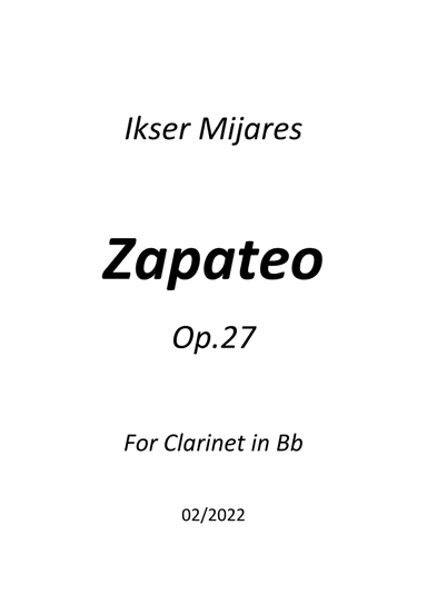 Zapateo Op.27 for Clarinet in Bb