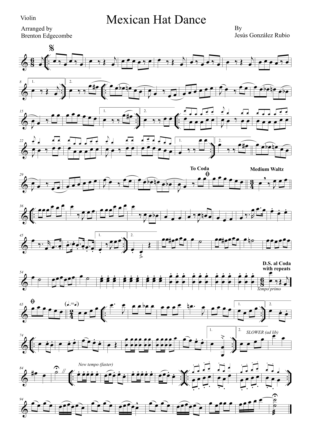 Mexican Hat Dance (arr. Brenton Edgecombe)