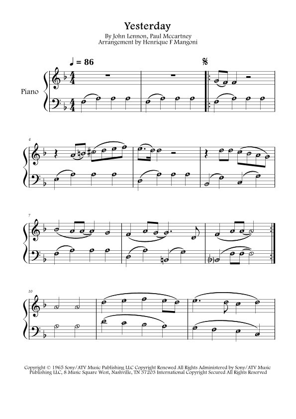 Yesterday (arr. Henrique F Mangoni)