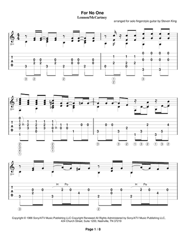 For No One (arr. Steven King)