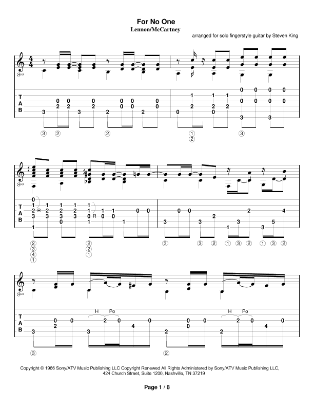 For No One (arr. Steven King)