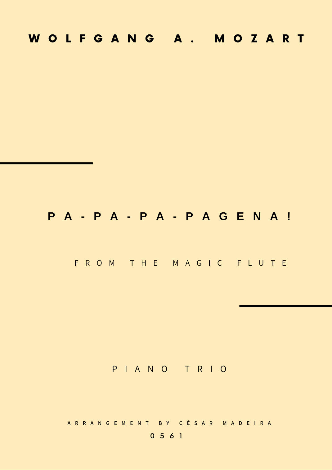 Papageno and Papagena Duet - Piano Trio (Full Score and Parts) (arr. César Madeira)