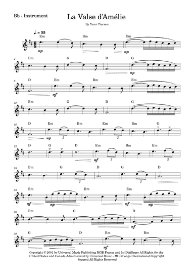 La Valse D'amelie (arr. Fabio Eduardo de Oliveira)