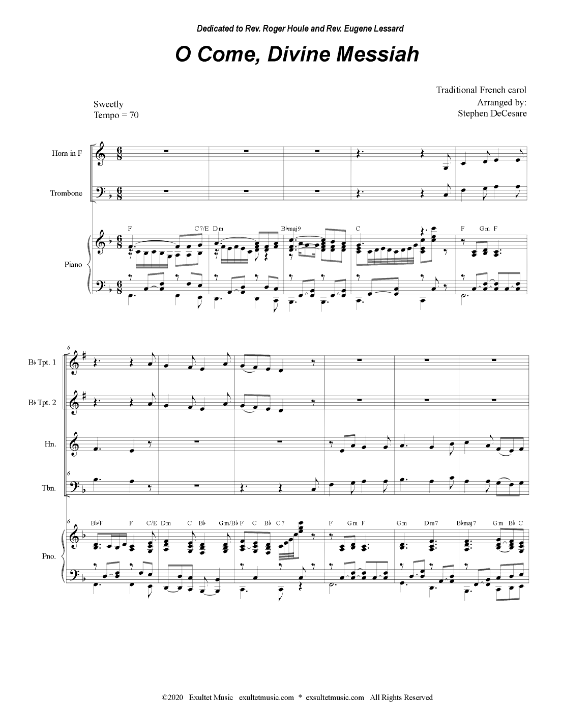 O Come, Divine Messiah (Brass Quartet and Piano) (arr. Stephen DeCesare)