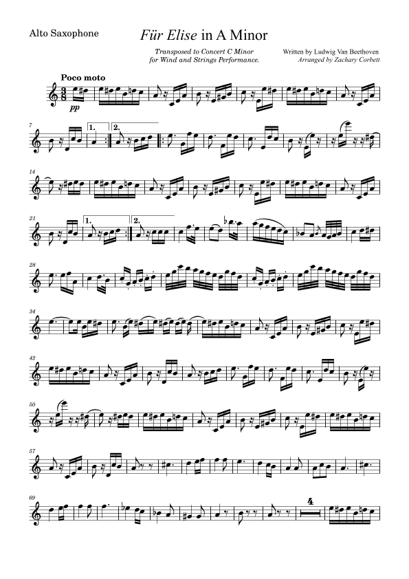 Fur Elise (arr. Zachary Corbett)
