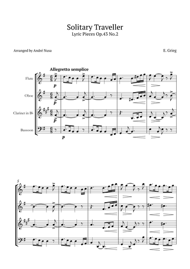 Lyric Pieces Op.43 No.2 (arr. André Nusa)