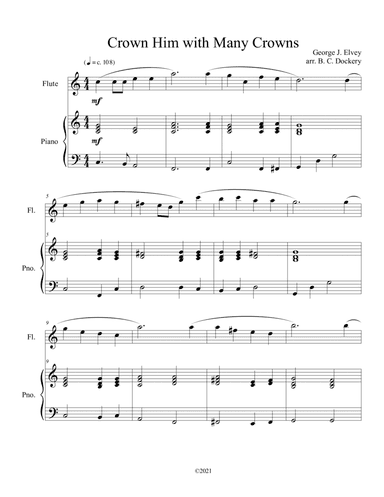 Crown Him with Many Crowns (flute solo) with optional piano accompaniment (arr. B. C. Dockery)