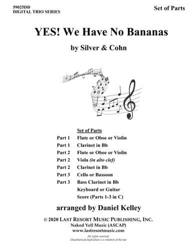 Yes! We Have No Bananas for String Trio (or Wind Trio or Mixed Trio) Music for Three (arr. Last Resort Music Publishing)