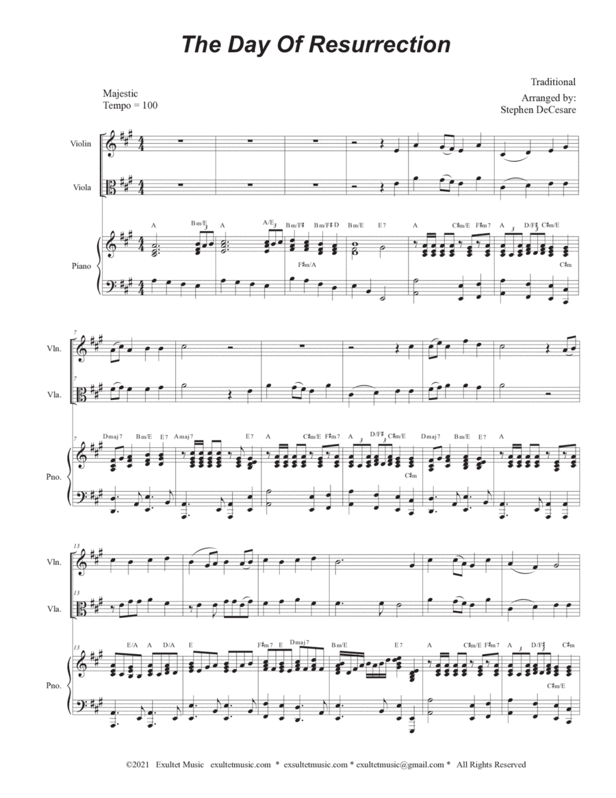 The Day Of Resurrection (Duet for Violin and Viola - Piano Accompaniment) (arr. Stephen DeCesare)