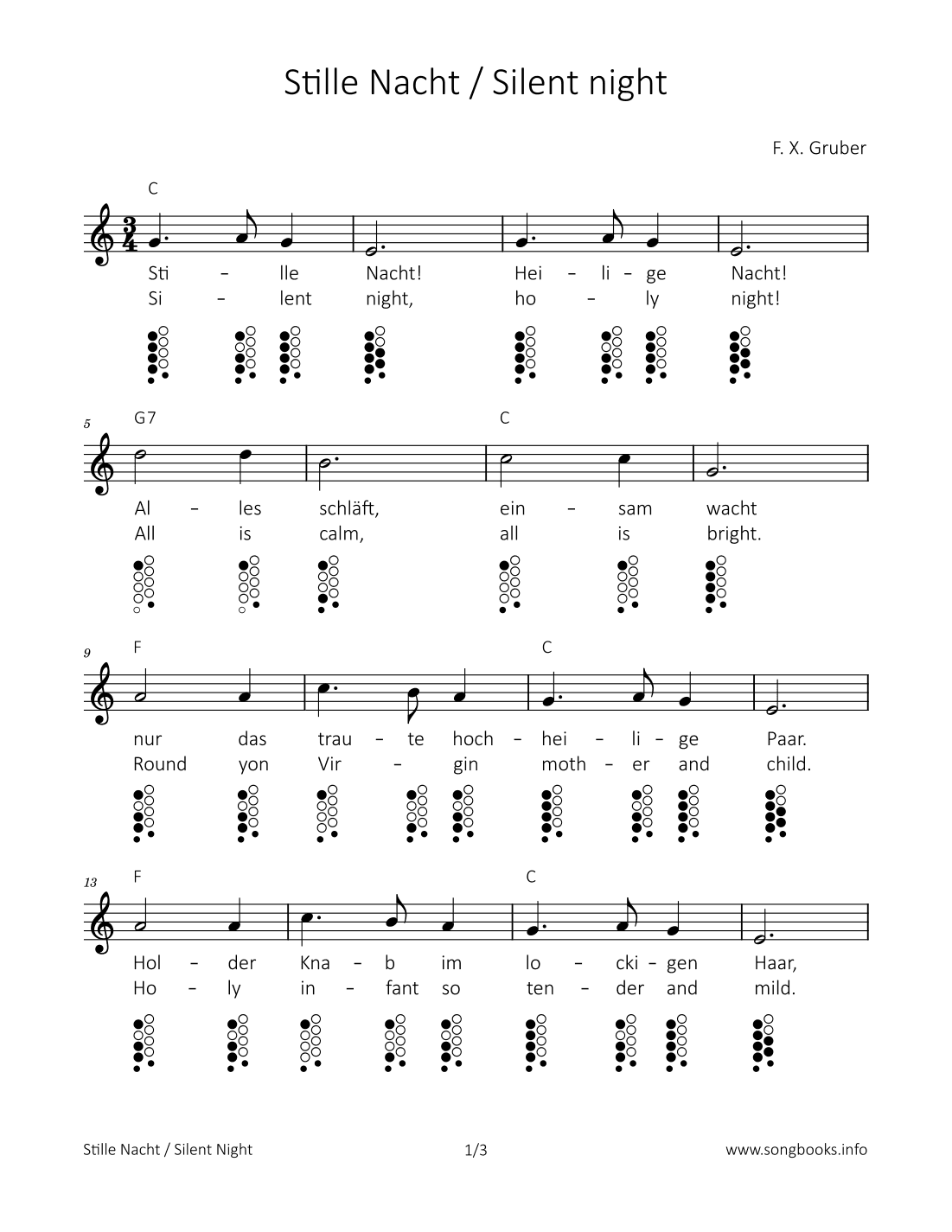 Stille Nacht / Silent night (arr. songbooks.info)