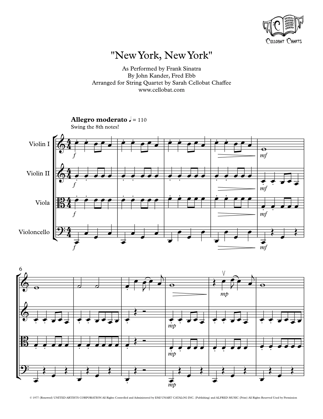 Theme From "new York, New York" (arr. Sarah Cellobat Chaffee)