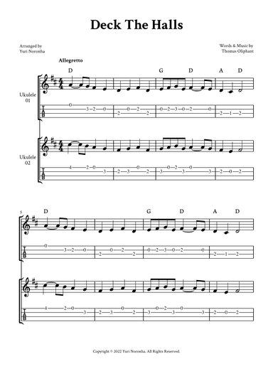 Deck The Halls - For Ukulele Duet (arr. Yuri Noronha)