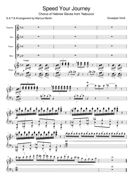 Speed your journey (Chorus of Hebrew Slaves) SATB (arr. Marcus Martin)