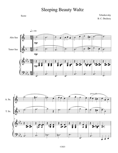 Sleeping Beauty Waltz (Alto and Tenor Sax Duet with Piano Accompaniment) (arr. B. C. Dockery)