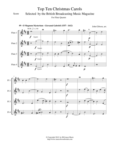 O Magnum Mysterium - Gabrieli - for flute quartet (arr. John Gibson)